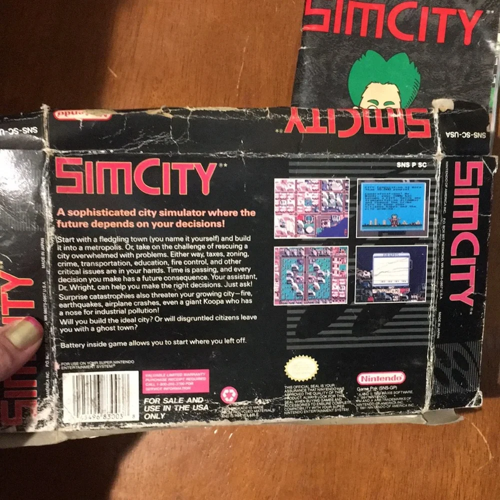 Original Super Nintendo “Sim City” box and manual only